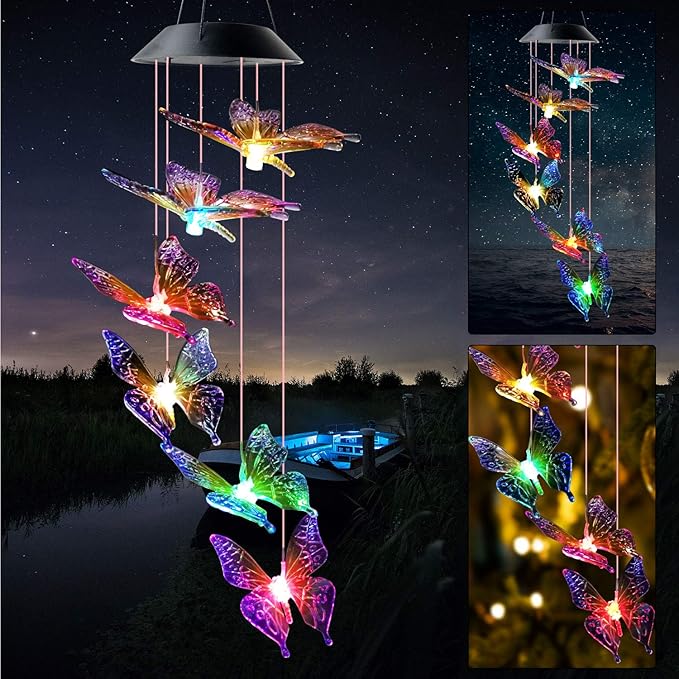 Colorful Butterfly Solar Gifts, Butterfly Wind Chimes,