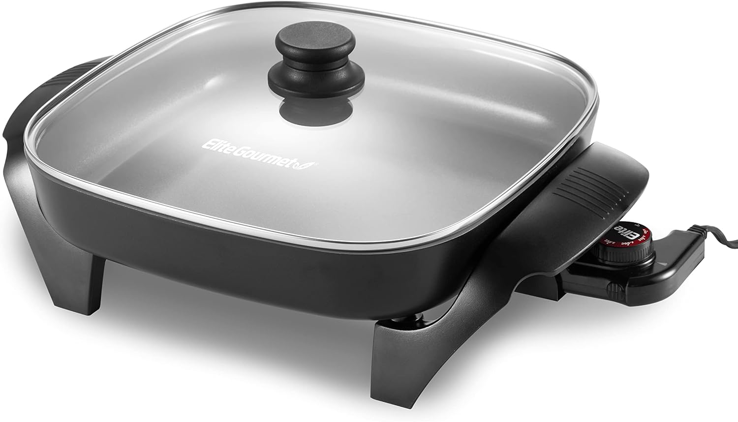 12″x12″x2.15” Ceralast™ PFAS Free Ceramic Electric Skillet, Dishwasher Safe, Rapid Heat Up, 1200W, Dark Grey