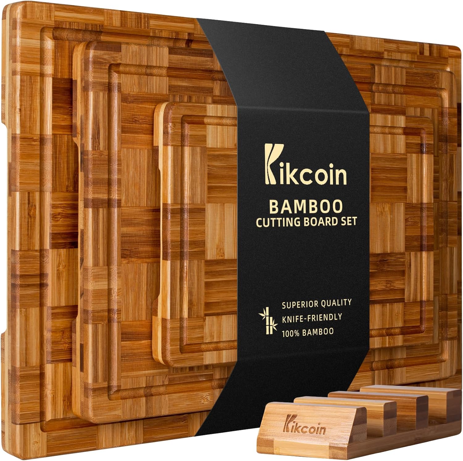 Extra Large Bamboo Cutting Boards, (Set of 3) Chopping Boards with Juice Groove Bamboo Wood Cutting Board Set Butcher Block for Kitchen