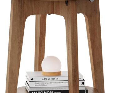 Side Table, Small Round End Table with Lower Shelf, Nightstand for Small Spaces, Living Room, Bedroom