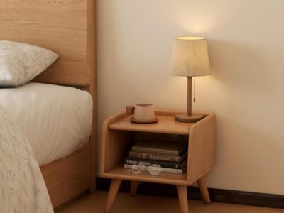 Short Nightstand, Natural Solid Wood Nightstand with Open Storage, Mid Century Modern Night Stand, Small Bedside Table for Small Spaces, Wooden Night Stand for Bedroom