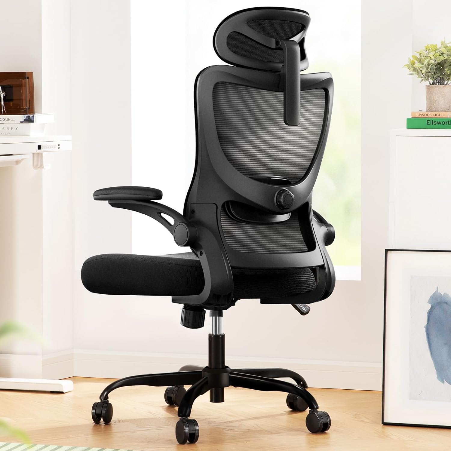 Ergonomic Office Chair: Office Computer Desk Chair with High Back Mesh and Adjustable Lumbar Support Rolling Work Swivel Task Chairs