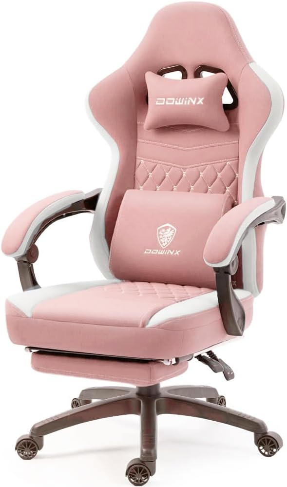 Gaming Chair Breathable Fabric Computer Chair with Pocket Spring Cushion, Comfortable Office Chair with Gel Pad and Storage Bag