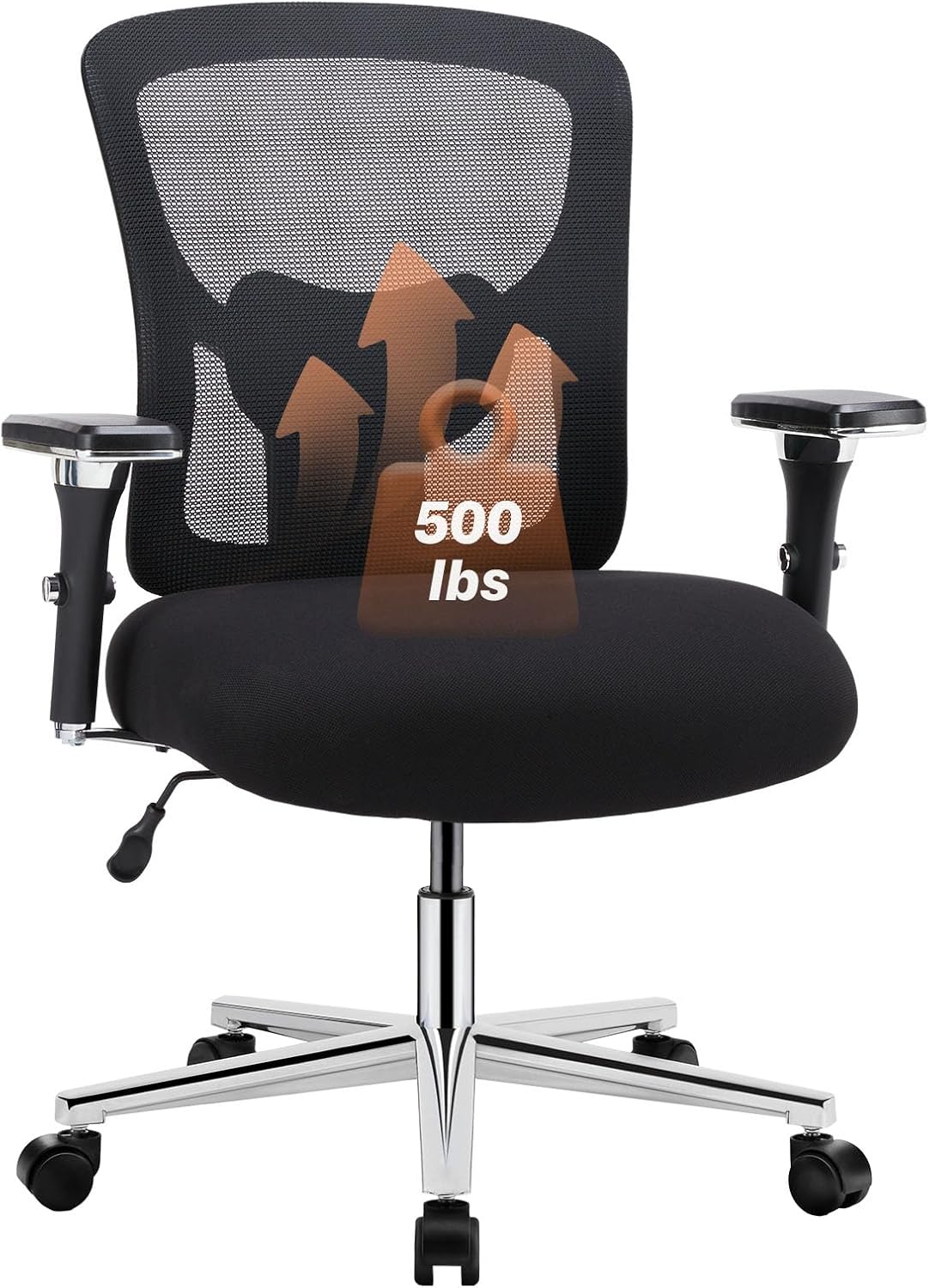 Ergonomic 500lbs Wide Heavy Duty Big and Tall Home Office Chair with Adjustable Lumbar Support and Wheels