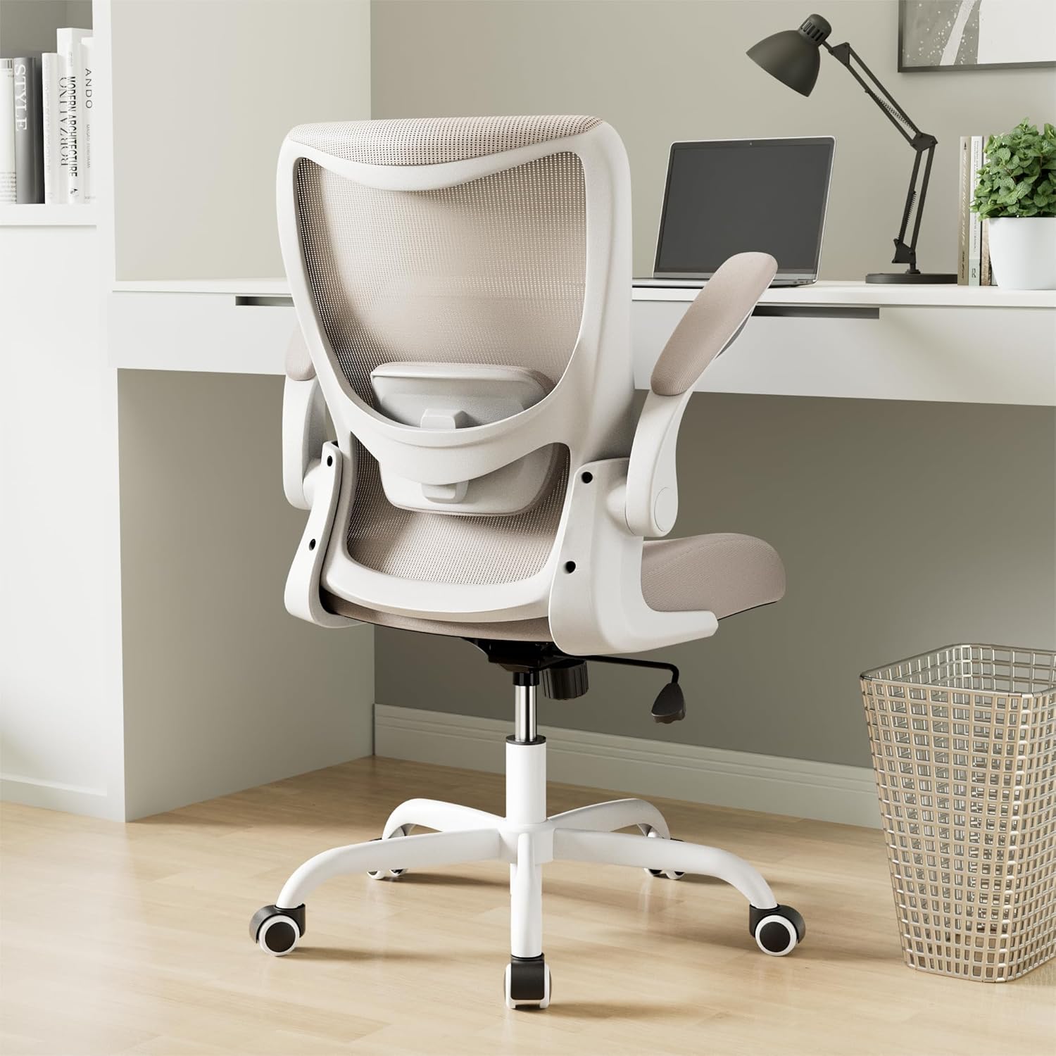 Office Chair, Ergonomic Desk Chair with Adjustable Lumbar Support and Flip up Armrest, Breathable Mesh Computer Chair for Home Office