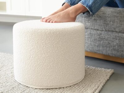 Boucle Pouf Ottoman and Foot Rest - Elevate Your Living Room Decor with Lightweight Comfort and Charm