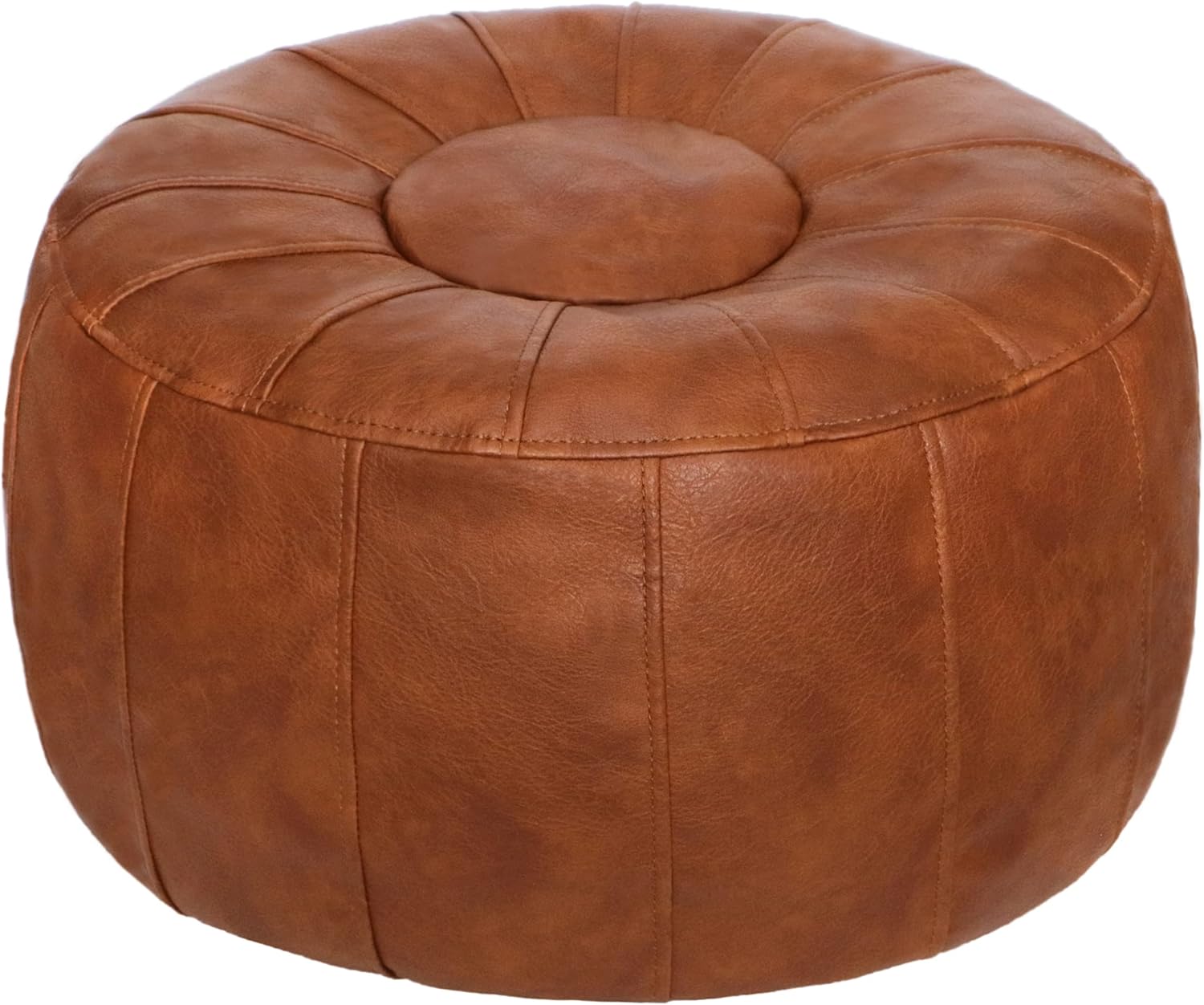 Handmade Moroccan Round Pouf Foot Stool Ottoman Seat Faux Leather Large Storage Bean Bag Floor Chair Foot Rest