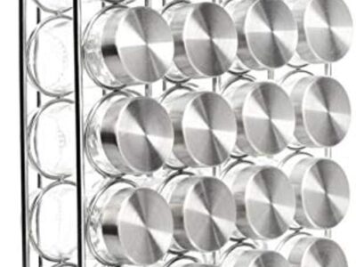 Basics Spice Rack, 20 Glass Jar Spice Organizers and Storage