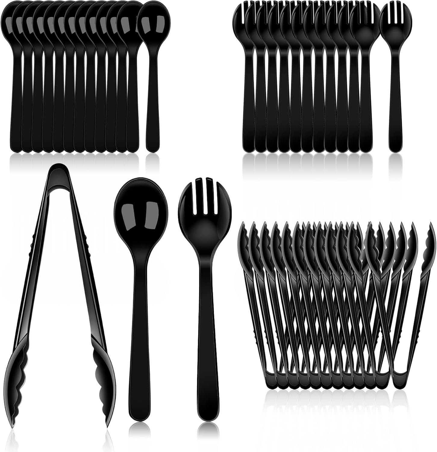 36 PCS Black Plastic Serving Utensils