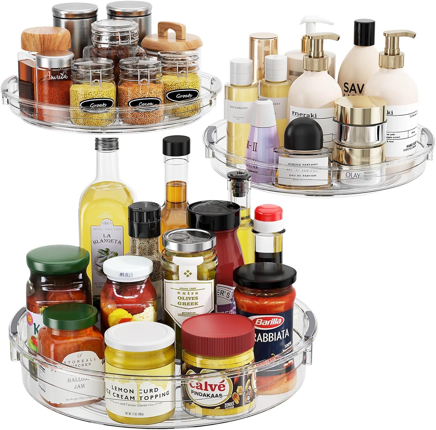 Turntable for Cabinet, Rotating Condiment Organizer for Kitchen Pantry Organizers and Storage