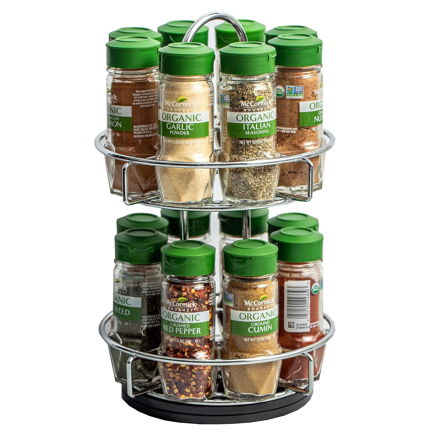 Two Tier Chrome 16 Piece Organic Spice Rack Organizer with Spices Included, 18.55 oz Visit the McCormick Gourmet Store