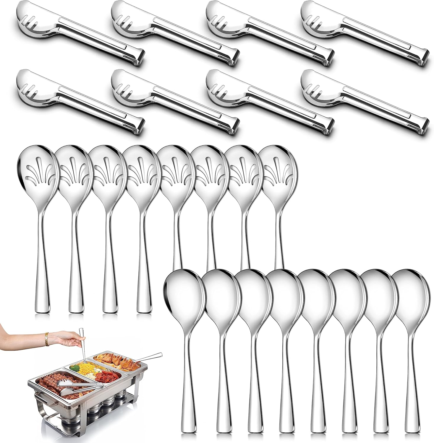 24 Pack Stainless Steel Large Serving Utensils Set