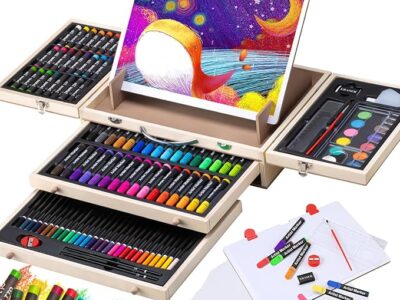 Wooden Art Set Crafts Kit with Drawing Easel