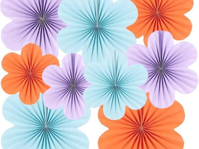 9 PCS Flower Party Decorations Paper Fans