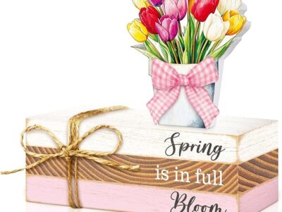 4 Pcs Spring Table Decor Tulip Wooden Sign
