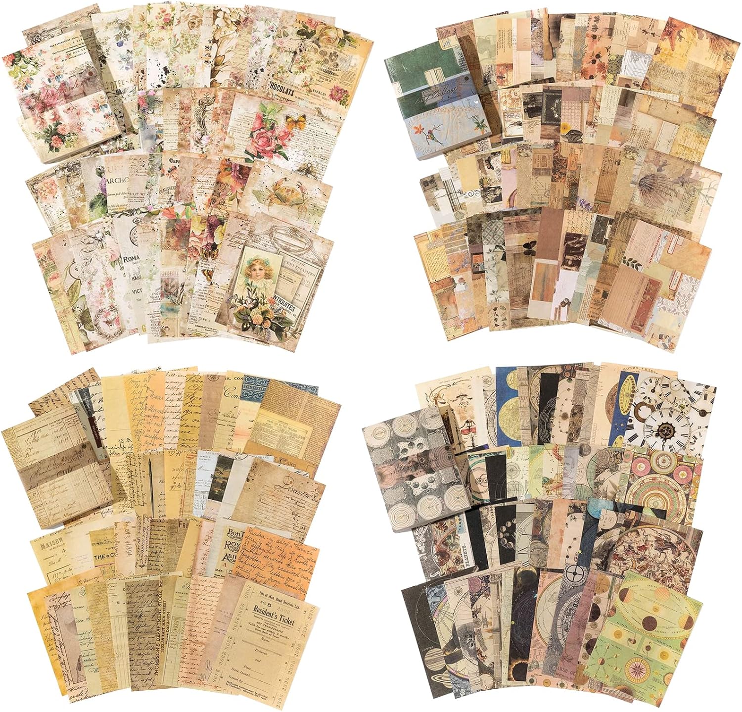 400-Piece Scrapbook Paper Kit – Aesthetic Cottagecore Craft & Journaling Supplies