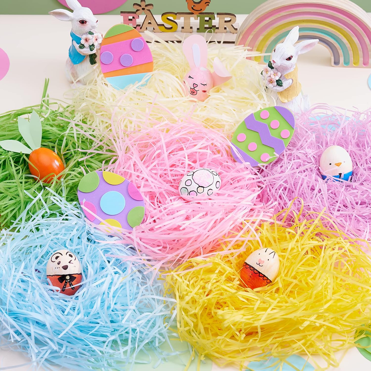 24oz Easter Grass (680g) – 6-Color Recyclable Shredded Paper for Baskets & Party Decor