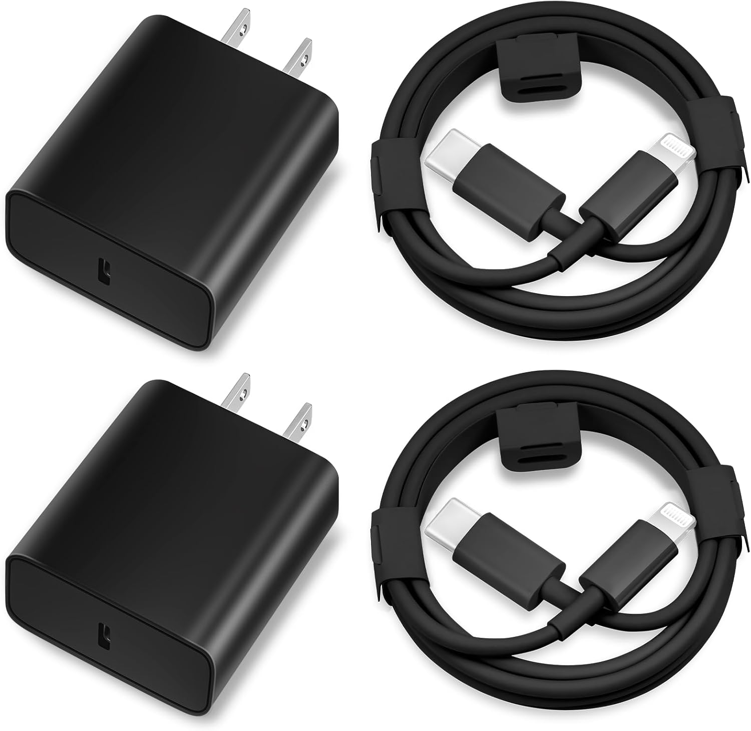 2-Pack 20W MFi USB-C Fast Charger with 10FT & 6FT Lightning Cables