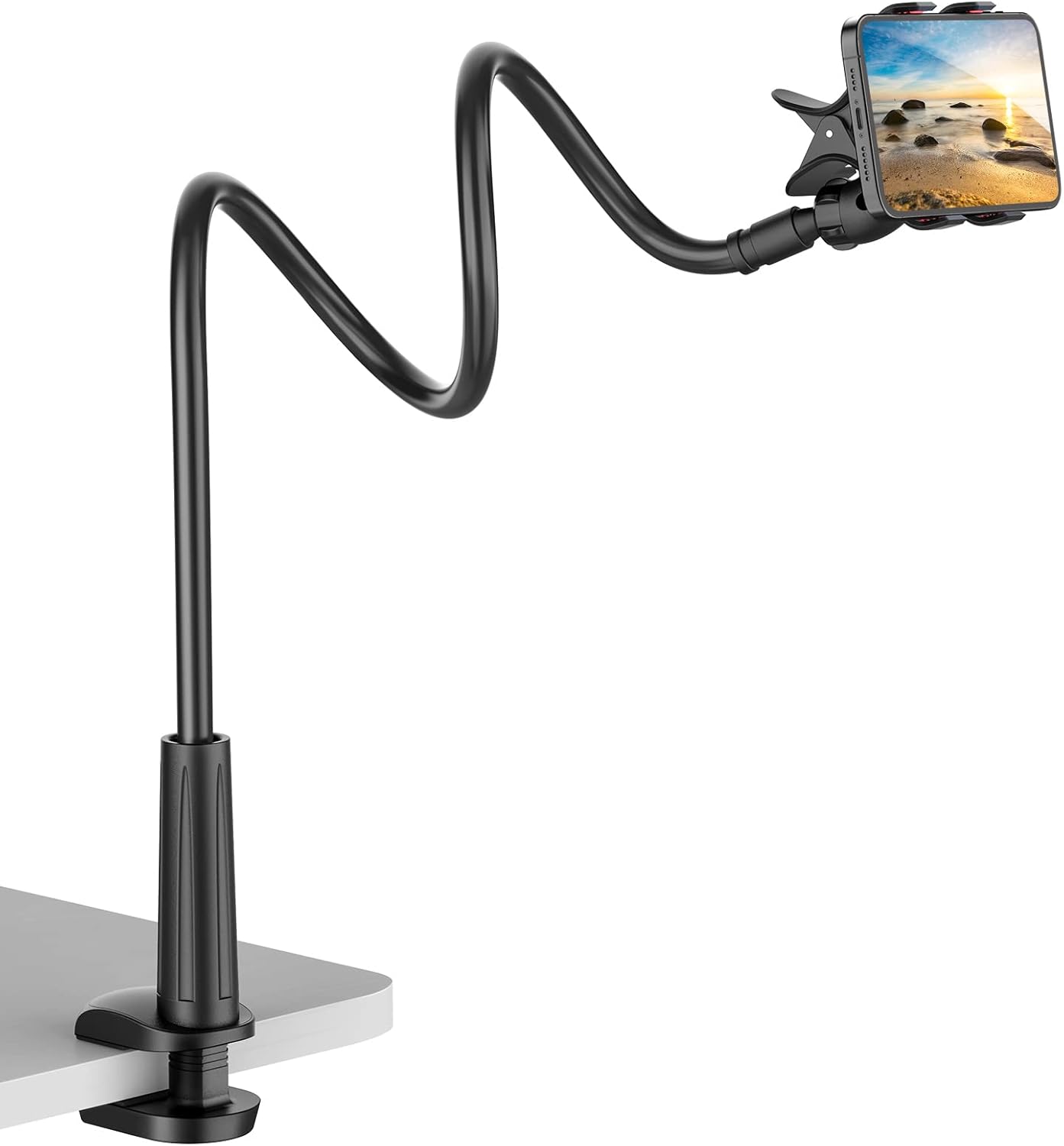 Universal 360° Gooseneck Phone Holder Flexible Clamp Stand Black