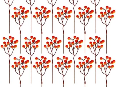 20 Pack 7-Inch Artificial Orange Berry Stems, Fall Picks for Wreaths & Decor