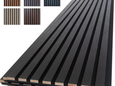 Wood Slat Acoustic Wall Panels for Interior Décor & Sound Absorption, Black