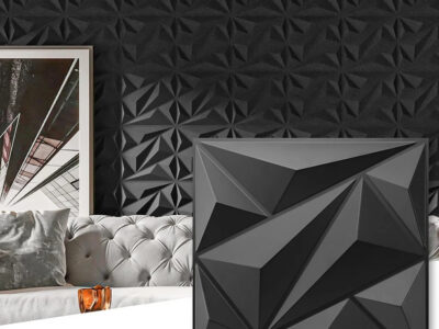 3D Diamond Wall Panels for Interior Décor, Textured PVC Accent Wall Panels, Black