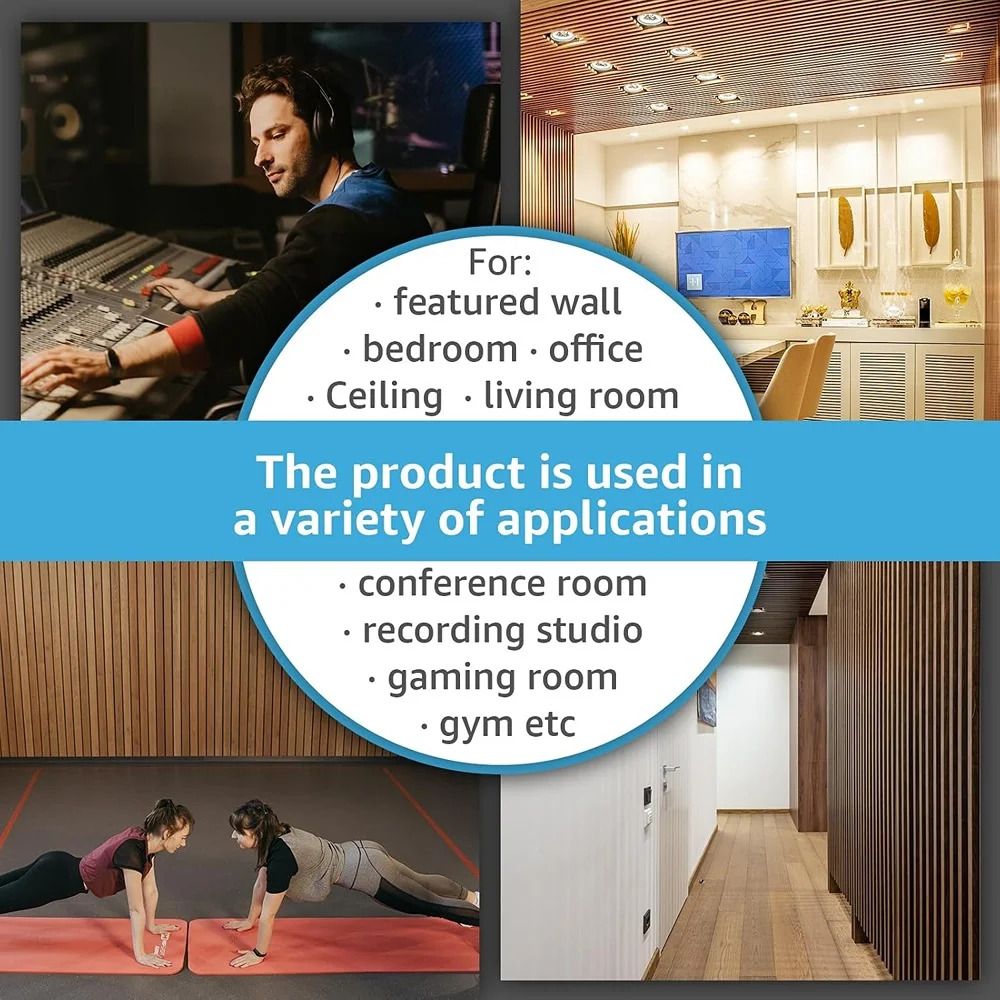 Wood Slat Acoustic Wall Panels, Wood Grain Wall Décor, Sound Absorbing Wall Paneling, Noise Reducing Interior Wall Décor, Walnut - Image 5