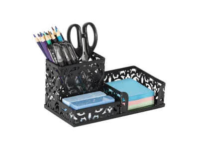Desk Organizer with 3 Compartments and Sticky Notes Holder