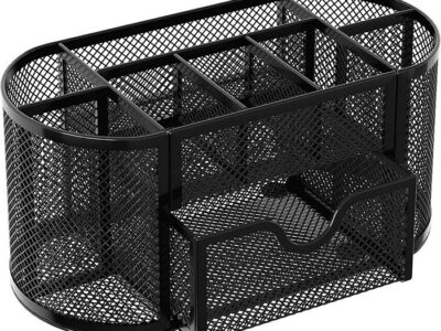 Mesh Desk Organizer with Drawer and 9 Storage Compartments