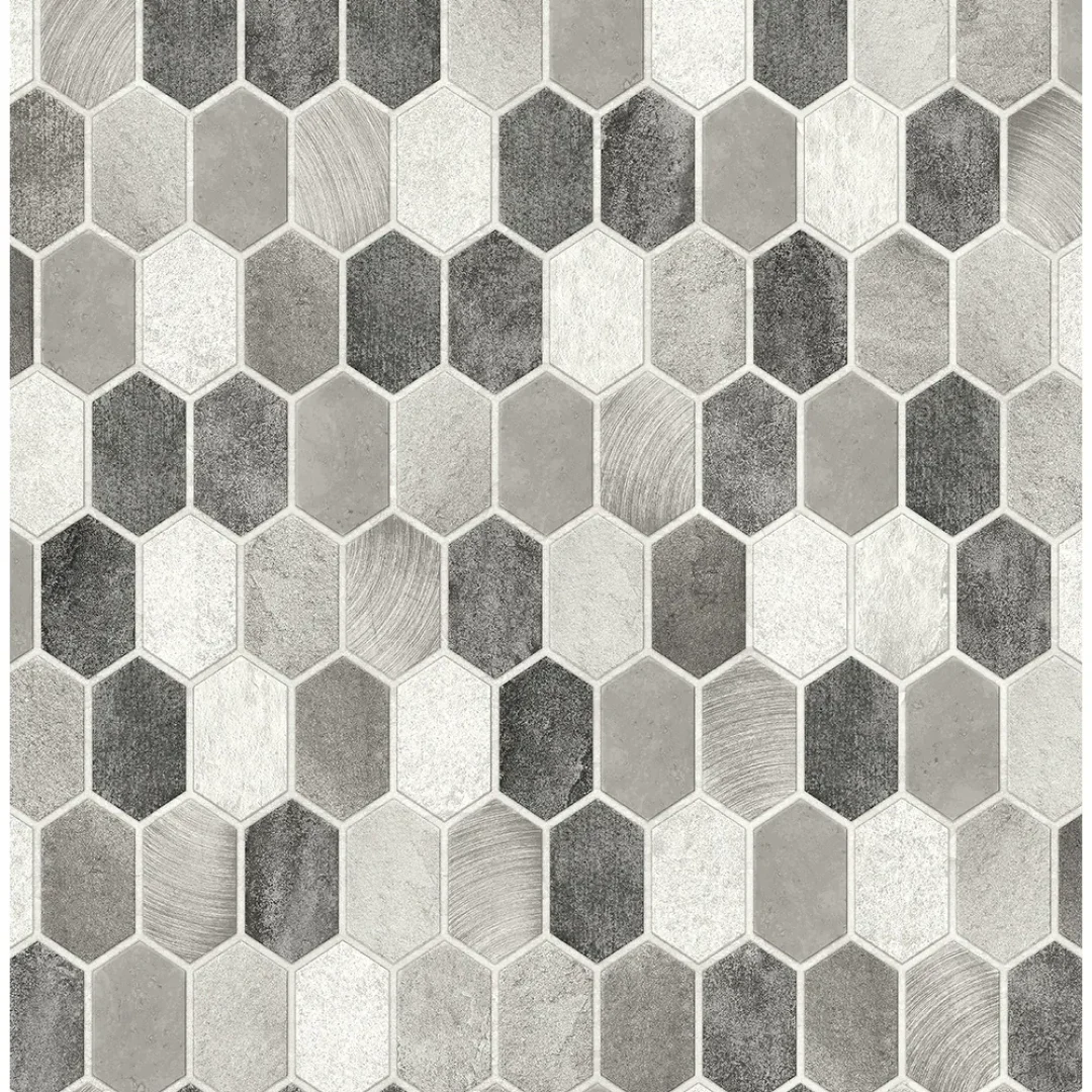 Faux Brushed Hex Tile Peel and Stick Wallpaper