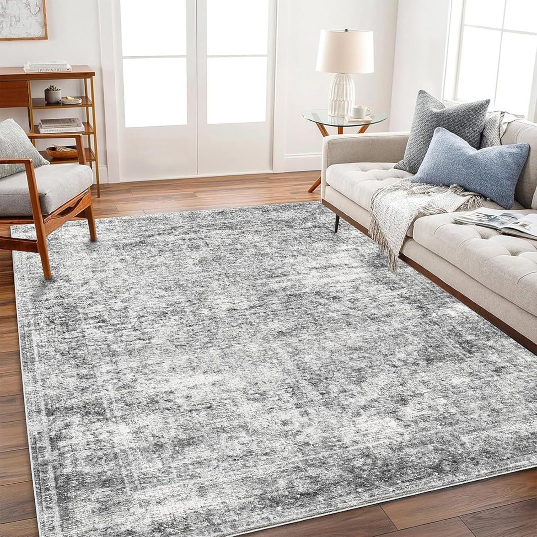 Washable Rug Gray Vintage Rug Traditional Floor Cover