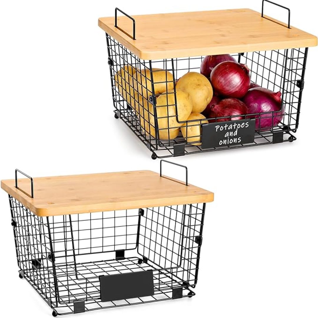 2 Set Stackable Wire Basket