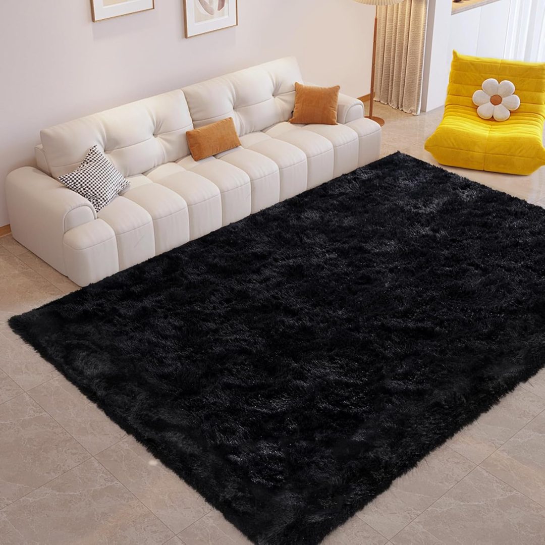 Soft Black Rugs for Bedroom Living Room