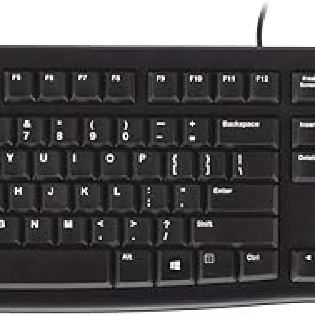 K120 Wired Keyboard for Windows, Plug and Play, Full-Size, Spill-Resistant