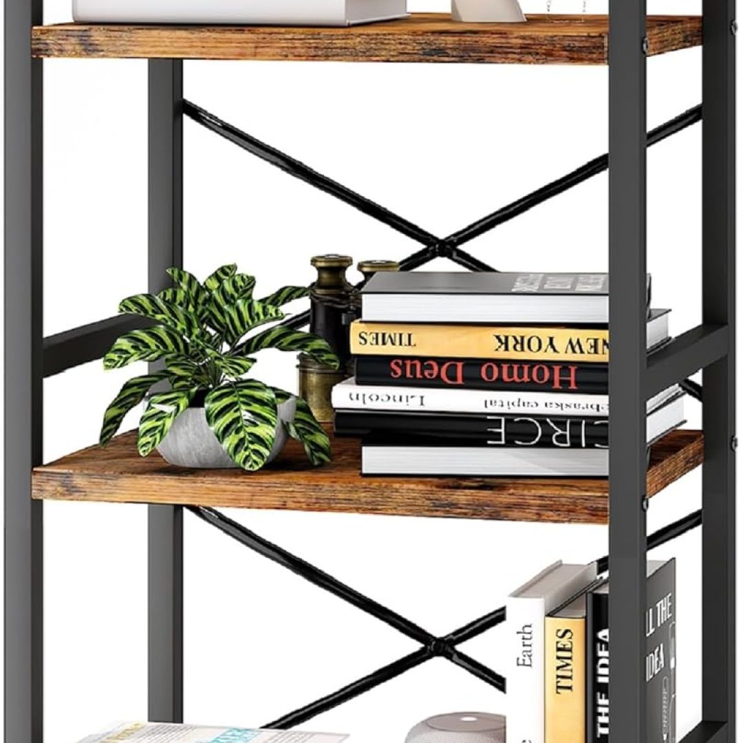 3 Tier Industrial Bookcase, Metal Small Bookcase
