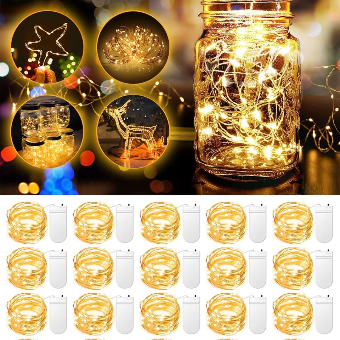 20 Pack Fairy Lights Battery Operated 3.3ft 20 LED Mini String Lights Twinkle Lights Copper Wire Firefly Starry Lights