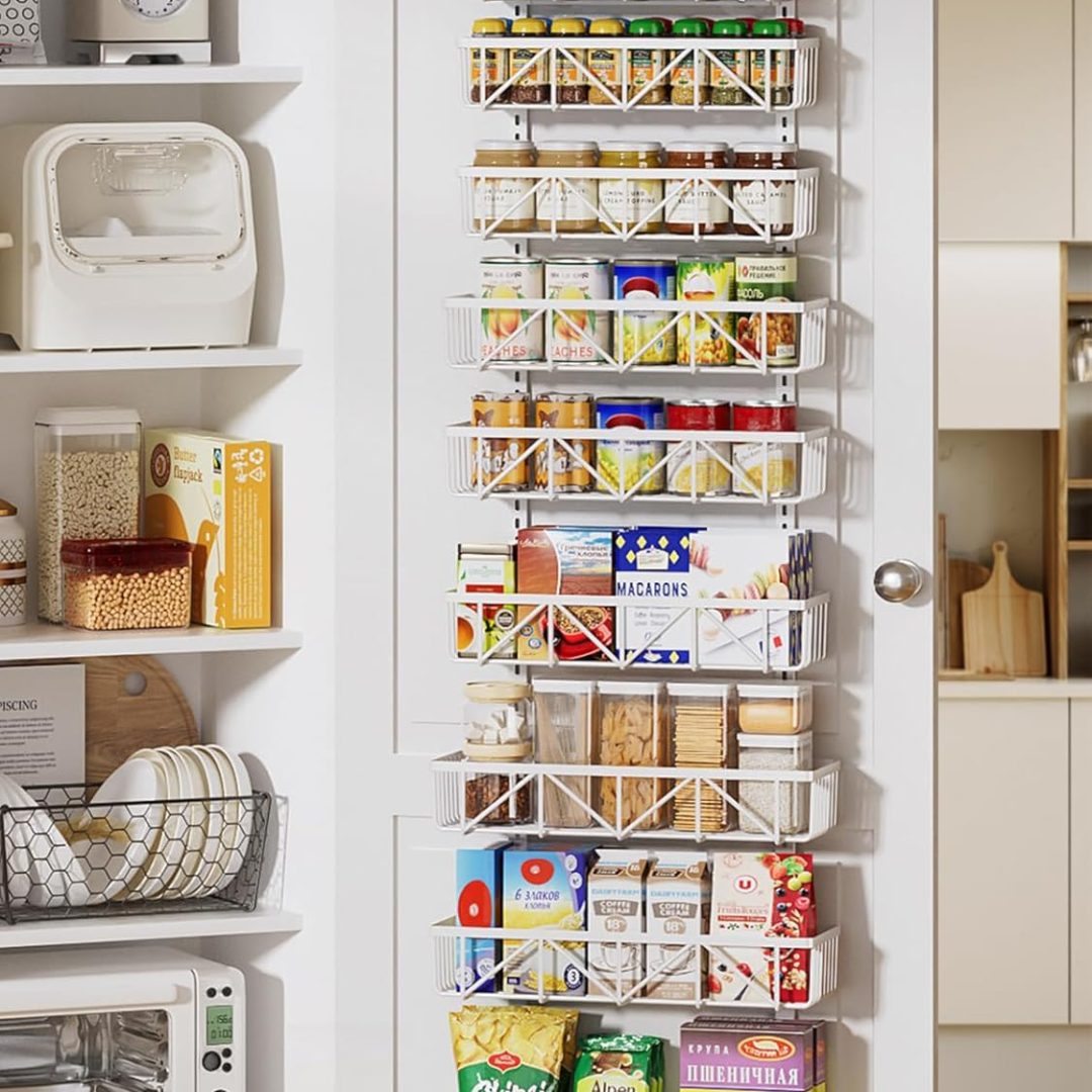 9-Tier Metal Pantry Organization and Storage for Kitchen, Hanging Spice Rack Seasoning Shelves, Cabinet Door Organizer