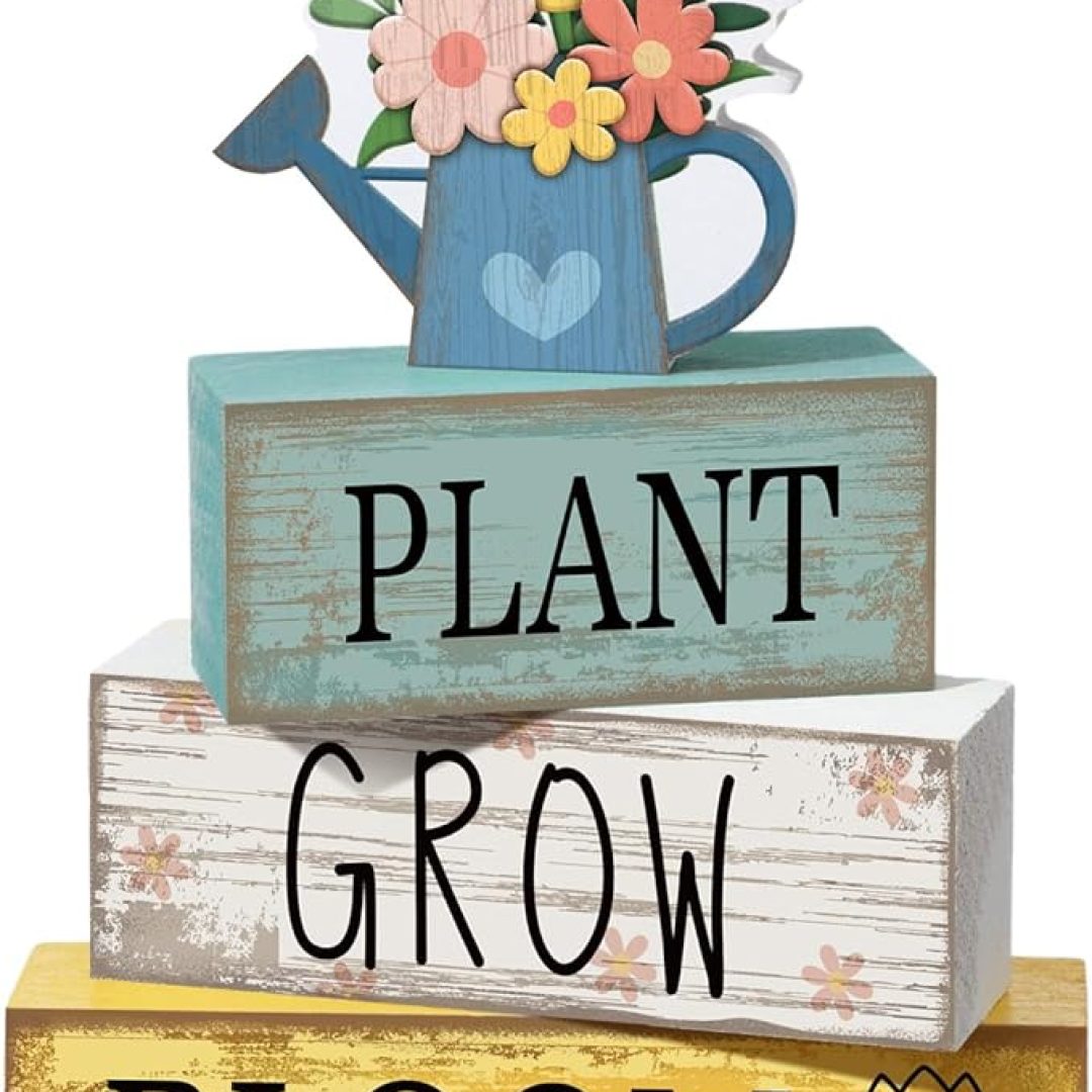 4 Pcs Spring Table Decorations Flower Wooden Signs