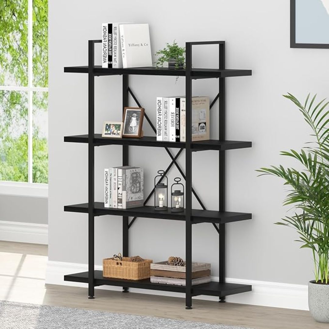 4 Tier Black Bookshelf