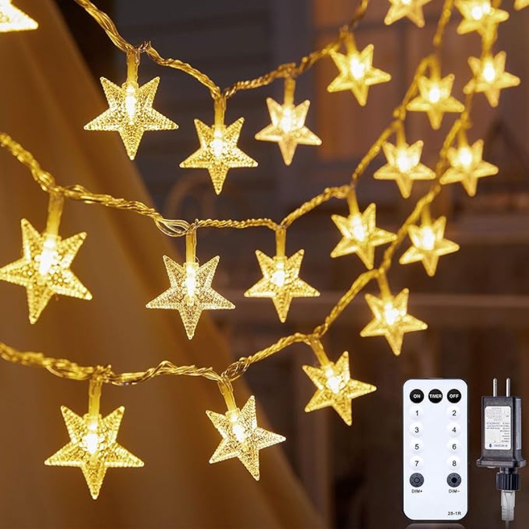 Star String Lights Plug in – 33 ft 100 LED Star Fairy String Lights with Remote and Timer