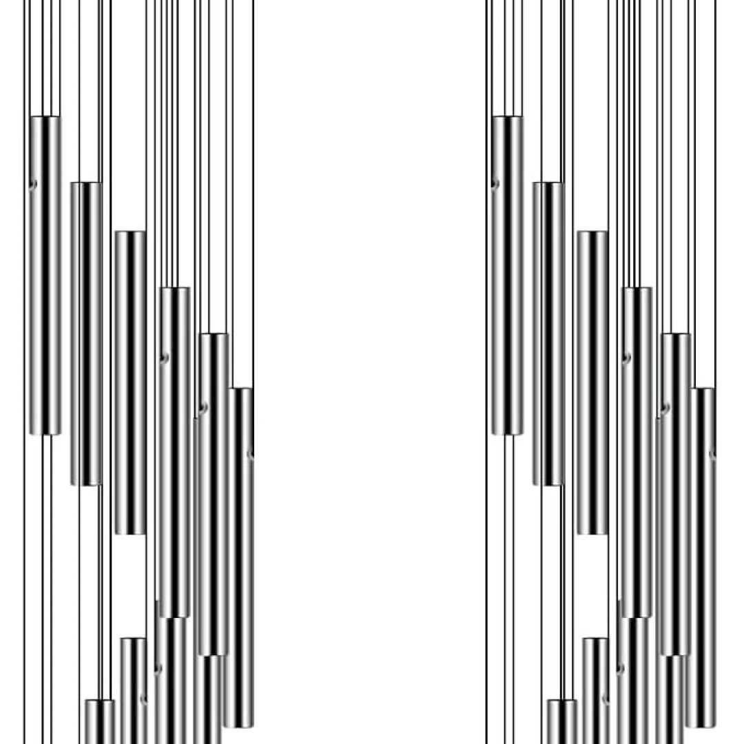 2 Pack Wind Chimes Outdoor Clearance with 12 Aluminum Alloy Tubes and Hook