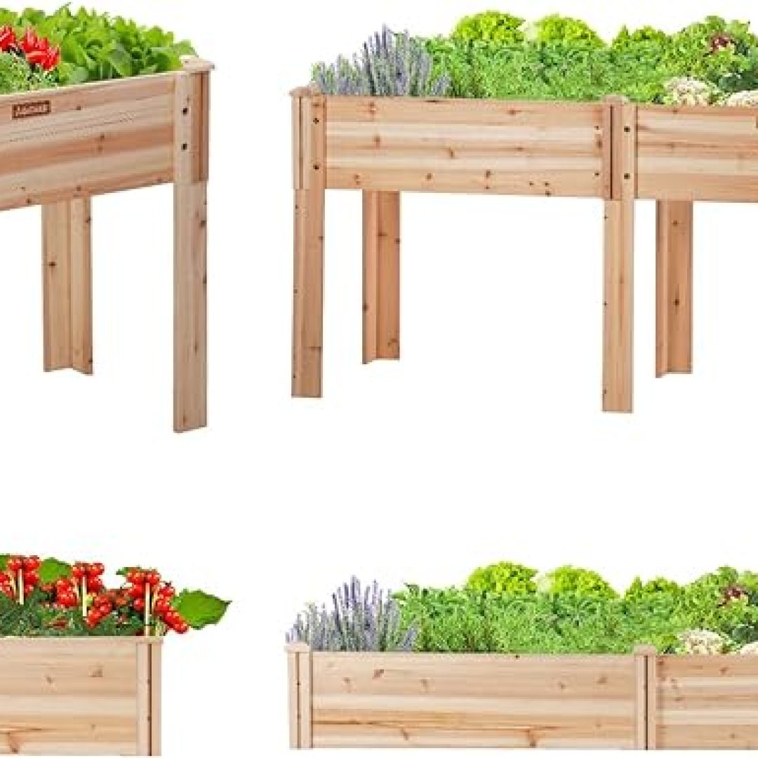 Rised Garden Bed with Detachable Leg，35 * 19 * 31in Spliceable Elevated Wood Planter Box，Raised Garden beds Outdoor for Vegetables, Flowers, Grass, Lawn, Yard.…
