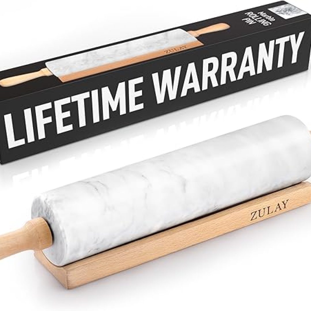 17-Inch Marble Rolling Pin With Stand for Baking