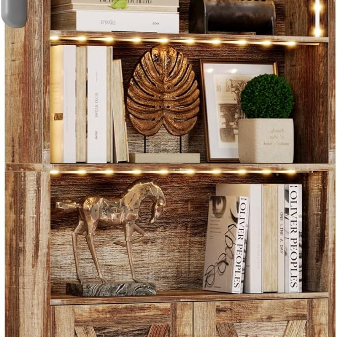 Tall Bookcase with LED Lights
