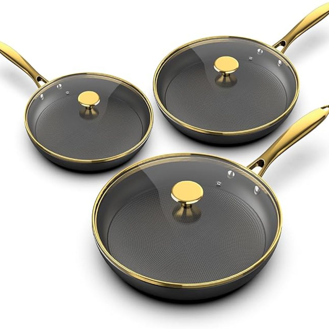 Nonstick Cast Iron Skillets 3 Pcs – 8 Inch, 10 Inch, 12 Inch Frying Pans