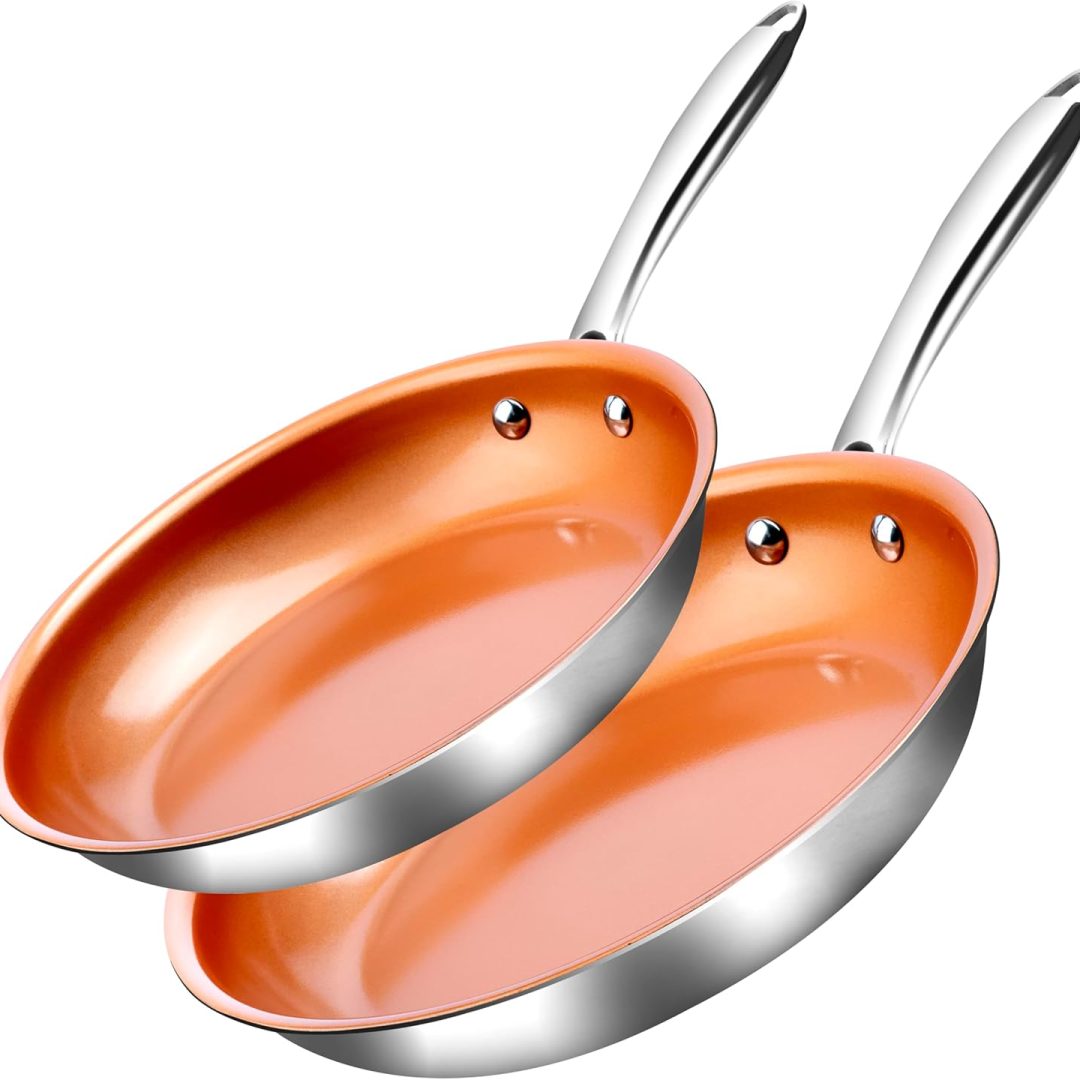 11 Inch Ceramic Non Stick Frying Pans Nonstick Skillet, Stainless Steel Pans for Cooking Non Toxic, Nonstick Frying Pan Skillets