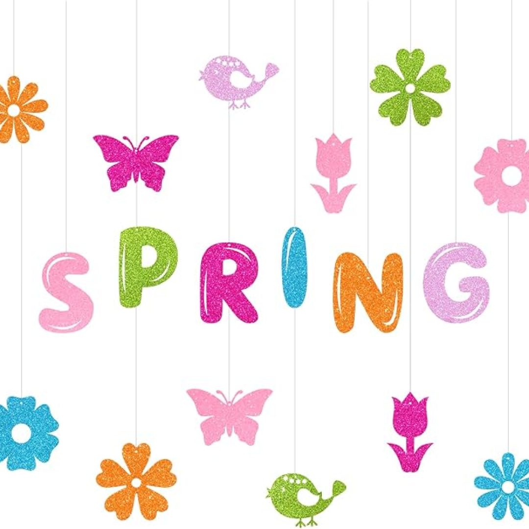 18 Pieces Spring Hanging Decorations Glittery