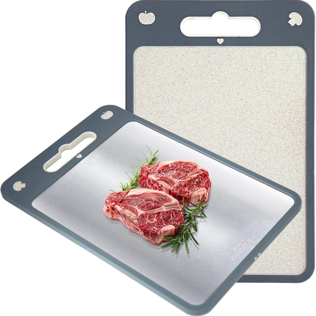 Cutting Board Double Sided, Large Size 15.8″L x 10.6″W x 0.7″Th, 316 Stainless Steel Cutting Board for Kitchen
