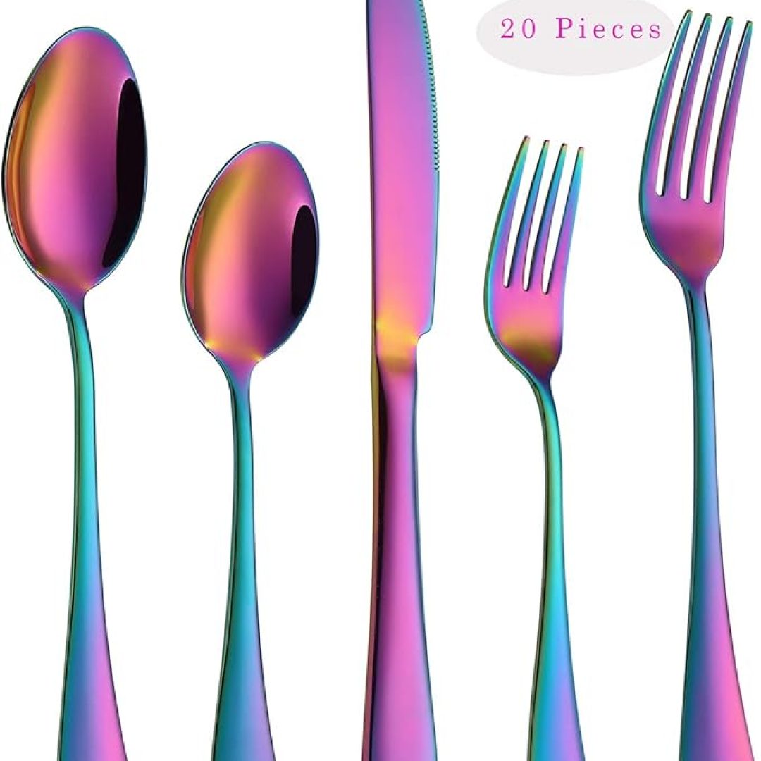 Rainbow Flatware Cutlery Silverware Set 20 Pieces
