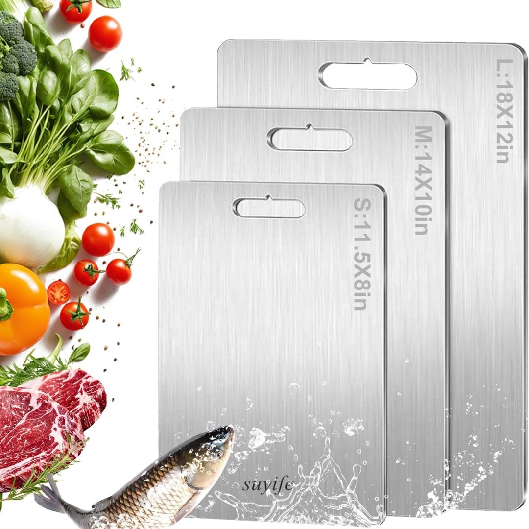 Titanium Cutting Board Set of 3,100% Pure Titanium Cutting Boards for Kitchen, 2025 New Double Sided Food-Grade Chopping Board